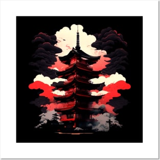 japanese pagoda apocalypse background Posters and Art